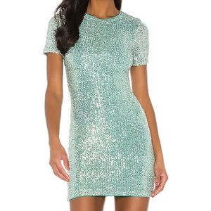 Glitter teal mini dress